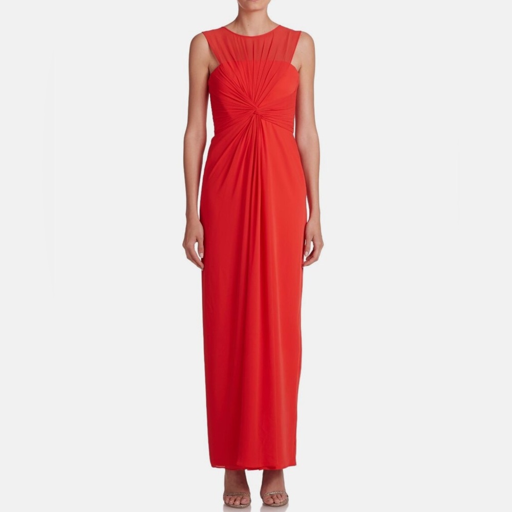 BCBGMaxAzria Nina Sleeveless Overlay Red Gown